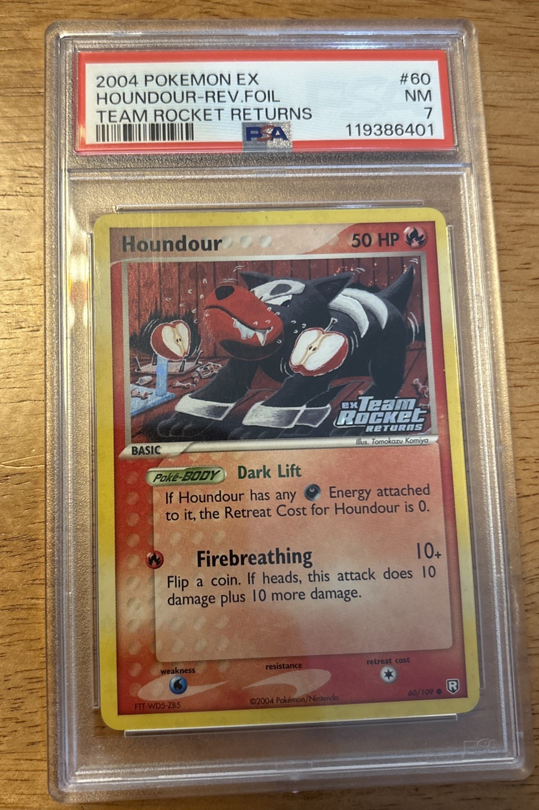 2004 Houndour Reverse Holo Team Rocket Returns 60/109 Psa 7