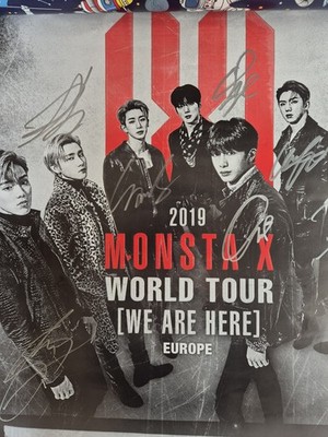Monsta X Original Signed By All Poster  World Tour 'We Are Here' in Madrid