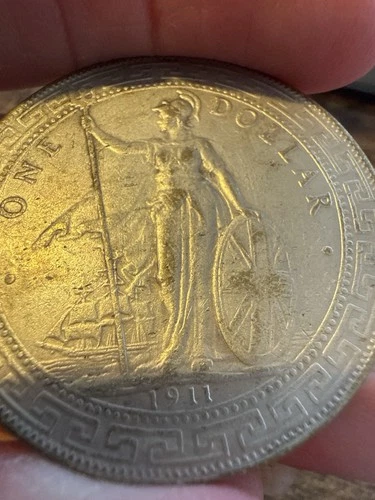 1911 British Trade Dollar Coin – 26g – Non-Magnetic – Heavy Wear