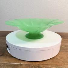 Fenton Style Footed Pedestal Bowl Jade  Green 11"