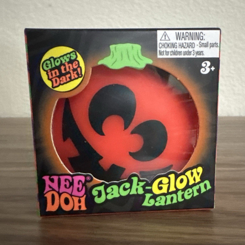 NeeDoh Glow in the Dark Jack-Glow Lantern Squeeze Ball, Orange/Green/Black