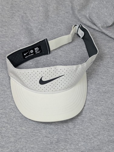 Nike Dri-FIT ADV Ace Golf Visor White Black M/L Adjustable Performance Cap