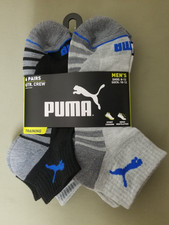 New Mens Puma 6 Pair Training Quarter Crew Athletic Socks.