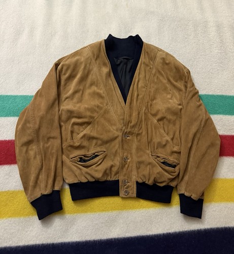 Bally Switzerland Tan Suede Leather Jacket Size 40 ( Small / Medium ) Deerskin?