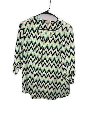 Roz & Ali Woman s Sheer Blouse Top Zipper Front Size Small