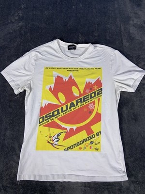 Dsquared2 Caten Brothers Crazy Arctic Team Graphic T-Shirt White Men's Large L