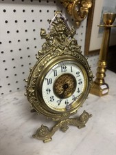 Victorian Brass Desk/mantel Clock Ornate Free Standing Read Description