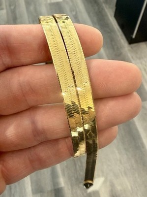 Massive 10 K Gold 7 mm Fischgrät Kette Halskette 18 Zoll