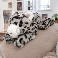 F.A.O Schwarz Snow Leopard Plush Stuffed Toy 14 Ins 2020 Pink Nose Weighted Paws