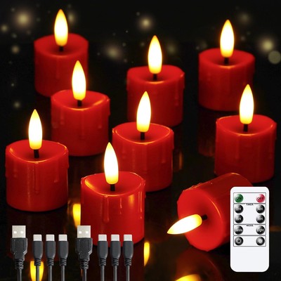 Rechargeable Flameless 1.6'' x2.5'' Tea Light Candles with Remote & Type-C Char...