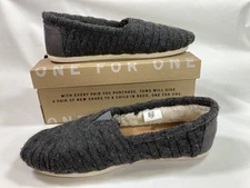 Womens Toms Classic Forged Iron Grey Cable Knit Slip-On Flats Sz 7 