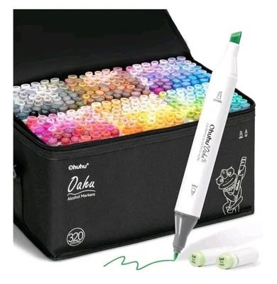 Ohuhu Alcohol Marker - 320 Colours with Wide & Fine Tip Double Pointed - Bild 1 von 4