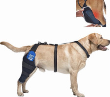 Dog Knee Brace XL Right Rear Leg Support Wrap Adjustable w/ Hot Cold Gel Packs