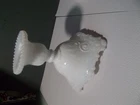Vintage Westmoreland Milk Glass Candle Stick Holder Hobnail Rim Botanical 4.25"
