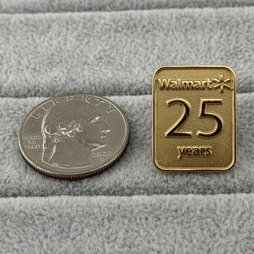 Walmart 25 Years Service Employee Award Spark Logo Gold Tone Pin Pinback #60711