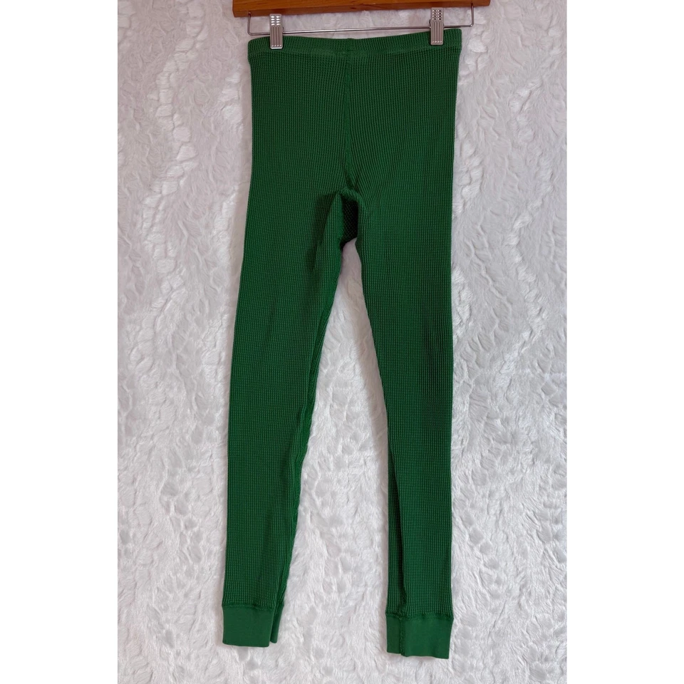 Hanna Andersson Green Organic Cotton Thermal Waffle Knit Long John Pants Kids 10 - Image 4 of 4