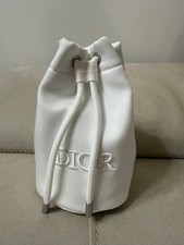 Dior Drawstring Cosmetic Multi-Pouch White Novelty Logo Drawstring Lyocell New