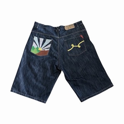 LTB Men s Green Chino Cotton Denim Shorts Dark Wash 5-Pocket Embroidered Logo