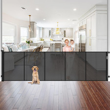 Reinforced 42 Inch Extra Tall Pet Gate with Support Rods, 96" Wide Retractable B