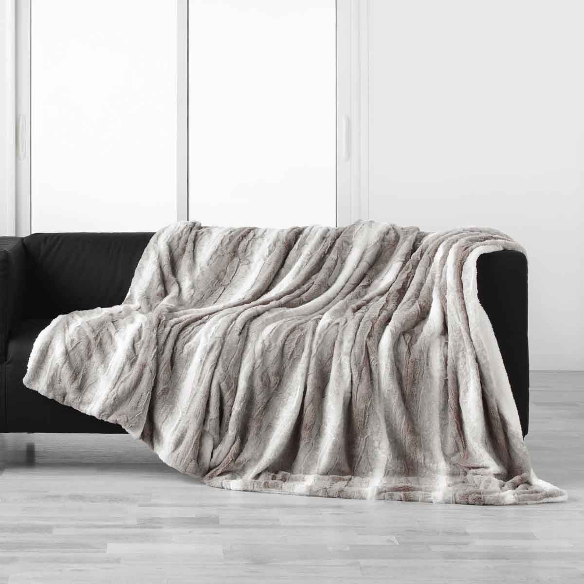Plaid imitation fourrure Sven, dimensions 125x150cm, couleur naturel