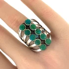 Native American Vintage Green Turquoise, Sterling Silver Ring Sz. 9