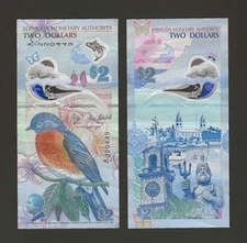 BERMUDA $2 Dollars 2024, P-63a, CIRCULATED, Charles III Polymer Note.