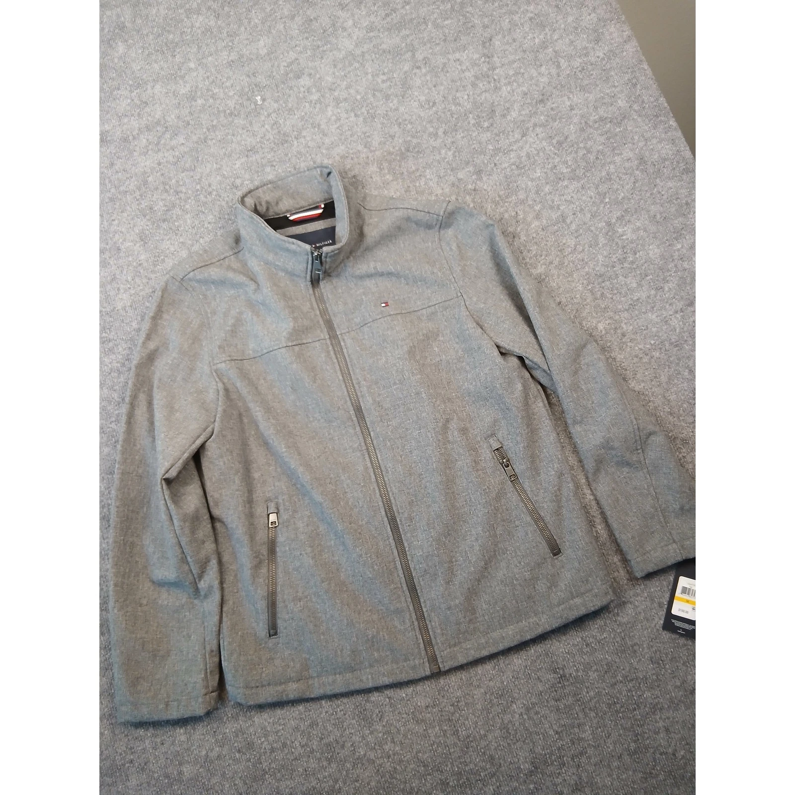 NWT Tommy Hilfiger Mens Grey Softshell Jacket Water Resistant Wind Resistant M image 1