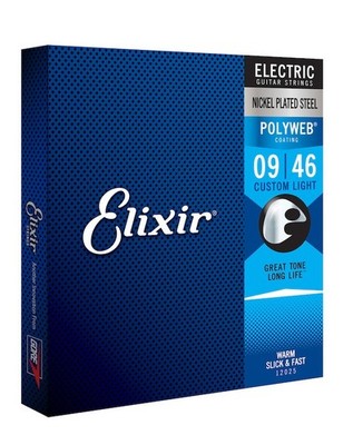 Elixir 12025 Polyweb Coated NPS Electric Guitar Strings; gauges 9-46