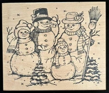 Holly Berry Rubber Stamp Winter Snowfamily Snow Trees Christmas