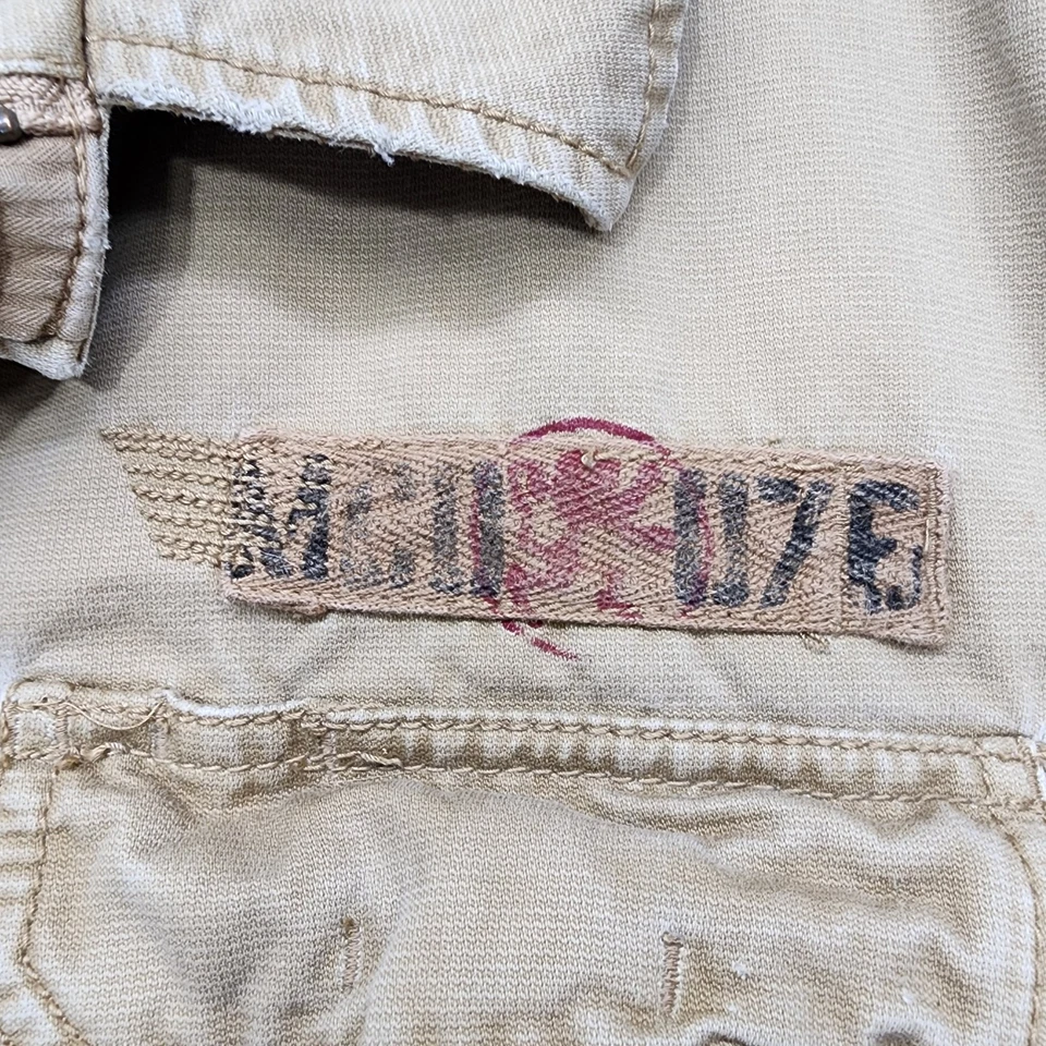 Chaqueta Mossimo De Colección Para Hombres L L L Lona Tostada M65 Militar Botón Cremallera Envejecida Foto 2 de 4