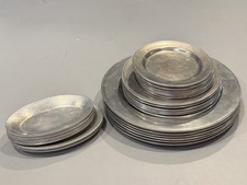 Vintage Pewter Plate Set of 24 | Mixed Sizes Dinner Salad Bread