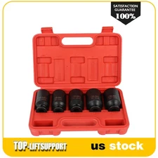 5pcs 1/2'' Deep Spindle Axle Nut Socket Set 12 Point Metric 30 32 34 35 36mm