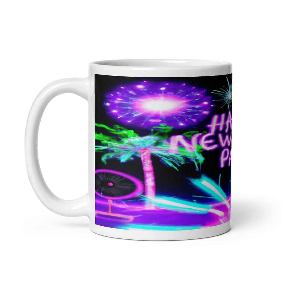 Neon Fireworks New Year's Eve 11oz Ceramic Mug - Image 3 of 3