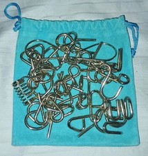 Metal Wire Puzzle Set of 16 with Pouch,Brain Teaser IQ Test Disentanglemen Iron