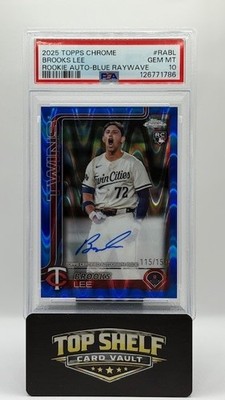 POP 2 Brooks Lee Rookie Auto Blue Raywave /150 PSA 10 2025 Topps Chrome Twins RC