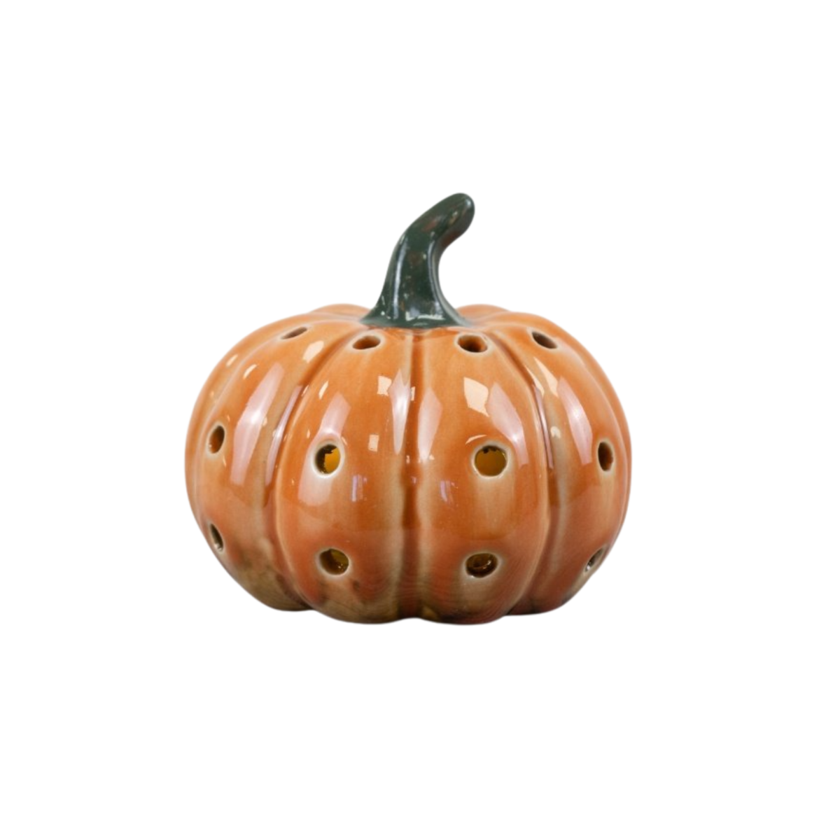Ceramic Light Up Pumpkin Halloween Decoration Glazed Finish Autumnal Homeware