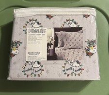 Peanuts Queen Sheet Set Snoopy Christmas Merry Bright By Berkshire New