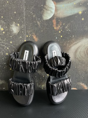 JIL SANDER Women Black Platform Leather Strap Sandals Size 36