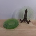 Vintage Hocking Block Optic Green Uranium Depression Glass 8" Plates Set Of 6