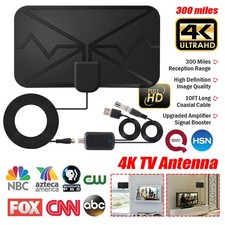 HD TV DTV Box Digital TV Antenna 300 Miles Booster Indoor Aerial HD Flat Design