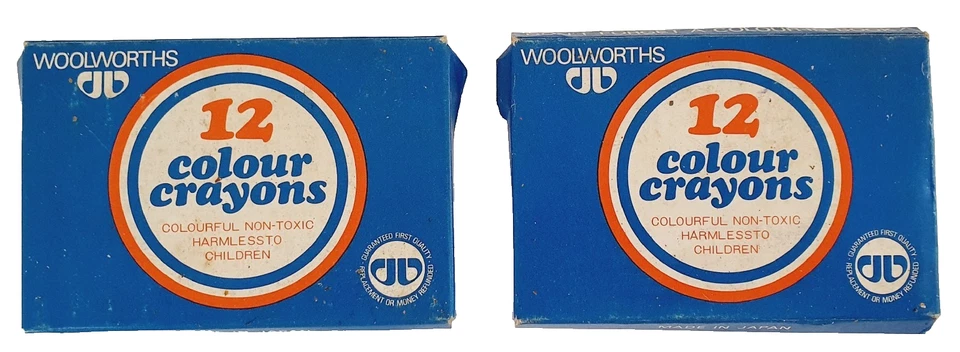 Vintage Woolworths 12 Colour Non Toxic Crayons Packs x 2, Made In Japan - Rare - image 2 of 4