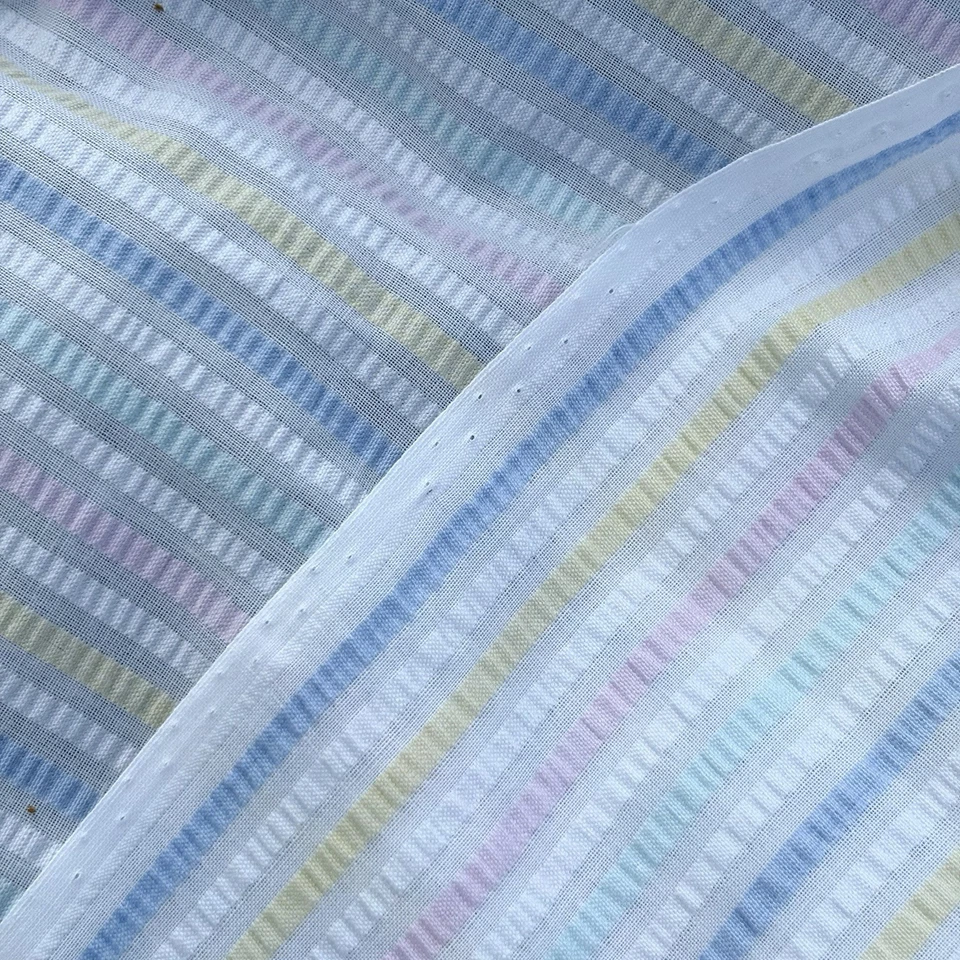 Tela a Rayas Seersucker 3.3 yardas x 44 pulgadas Blanco Rosa Azul Verde Amarillo Primavera Foto 2 de 4