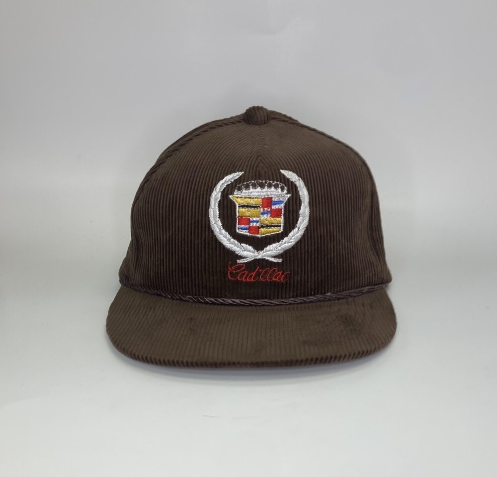 Cadillac Vintage 1980's Brown Adjustable Snapback Corduroy Cap