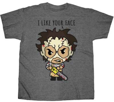 Texas Chainsaw Massacre Leatherface I Like Your Face Gray T-shirt NEW Licensed 