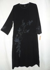 NWT Black Beaded Formal Eid Evening Abaya Maxi Long Dress Plus Size L