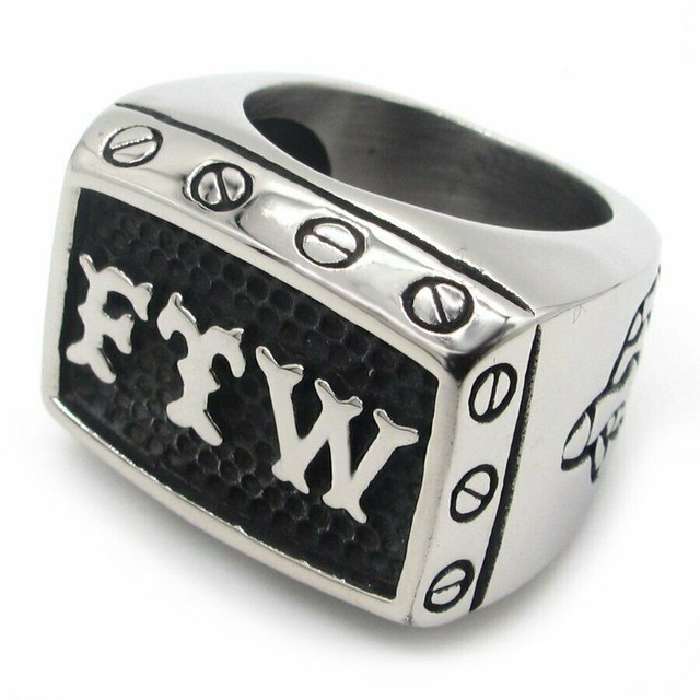 Men's Stainless Steel Biker Out Law Motorcycle FTW Ring Middle Finger Up Gift Men's Stainless Steel Biker Out Law Motorcycle FTW Ring Middle Finger Up Gift