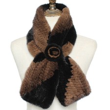 Women's Real Mink Fur Scarf Winter Warm Rose Neckerchief Handmade Muticolor