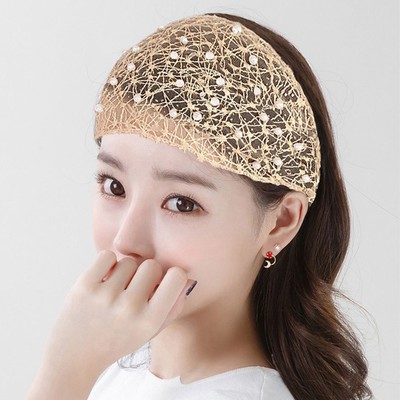Hair Accessories Women Head wraps Pearl Turban Headband