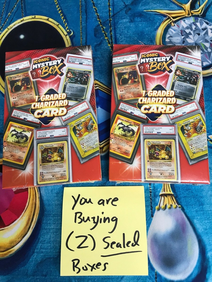 ( 2) Factory SEALED Iconic Mystery Graded Charizard Card Box Pokemon PSA BGS CGC ( 2) Factory SEALED Iconic Mystery Graded Charizard Card Box Pokemon PSA BGS CGC