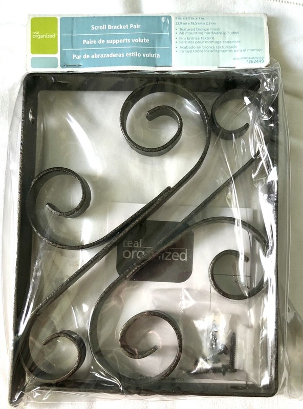 New One Pair Heavy Metal Scroll Brackets 9" x 6.5" Decorative Corner Brackets